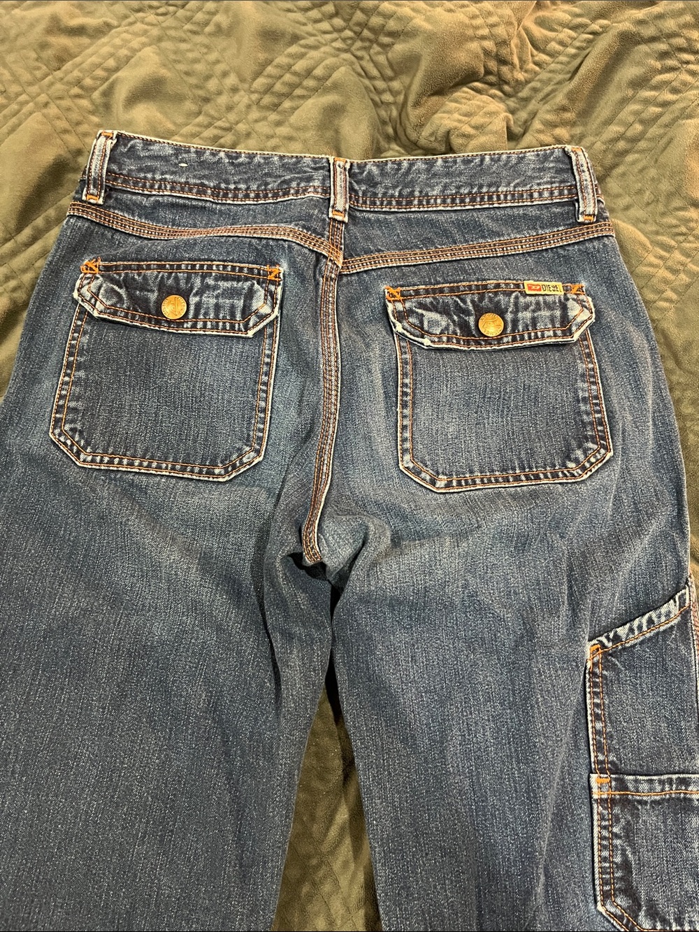 🔥Diesel Rare Orange Stitching Straight Leg Jeans🔥